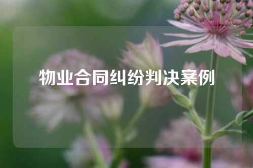 物业合同纠纷判决案例