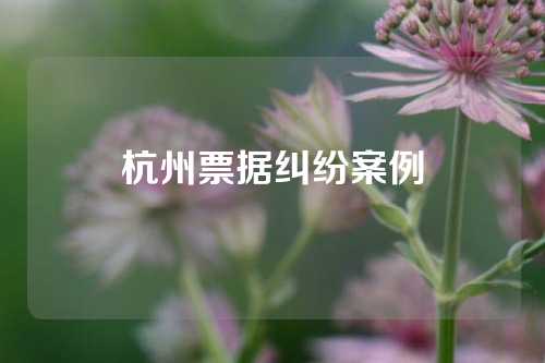 杭州票据纠纷案例