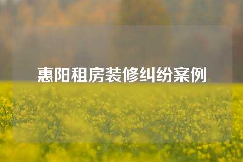 惠阳租房装修纠纷案例