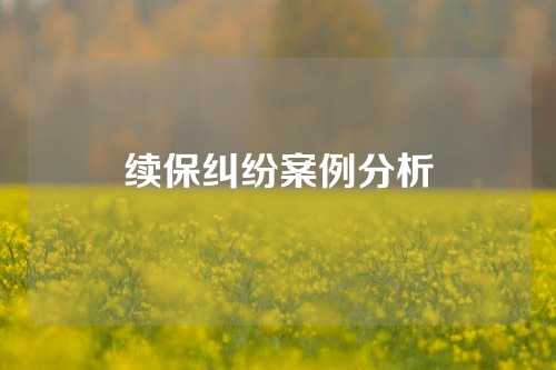 续保纠纷案例分析